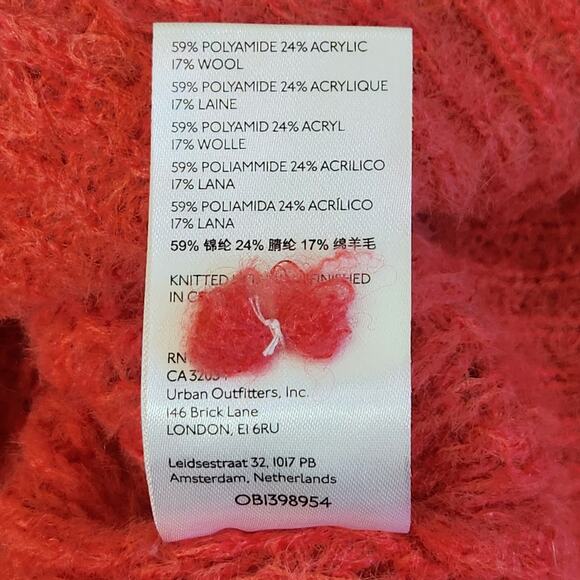 by Anthropologie Boatneck Ruffle Sweater Size S Pink Chunky Knit Retro 80s - Picture 6 of 8